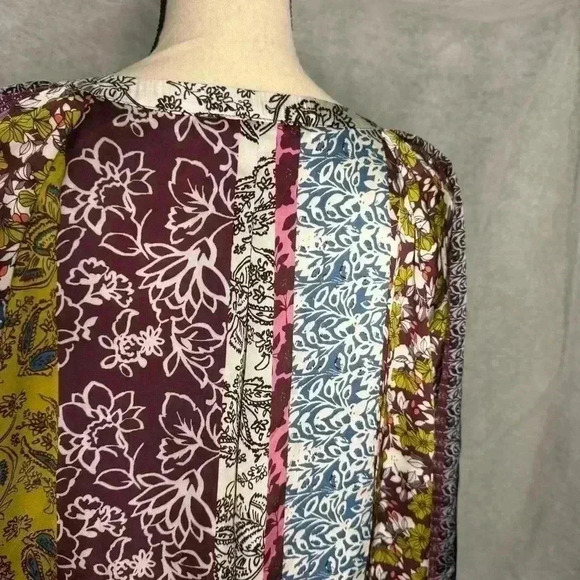 NWT 3XL Daniel Rainn Long Sleeve Scoop V-Neck Floral Boho Inspired Tunic Blouse - Picture 6 of 13